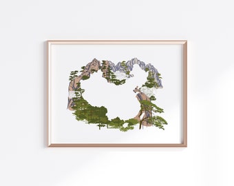 China Print - Mountains // Country Map Silhouette
