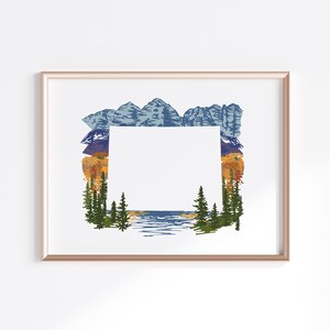 Impression de l'État du Colorado - Montagnes // Silhouette de la carte de l'État
