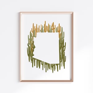 Arizona State Print - Saguaro // Bundesstaat Karte Silhouette