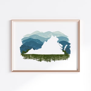 Virginia State Print - Mountains // State Map Silhouette