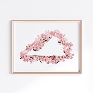 Virginia State Print - Cherry Blossoms // State Map Silhouette