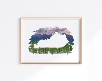 Kentucky State Print - Mountains // State Map Silhouette