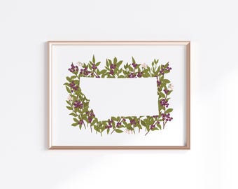 Montana State Print - Huckleberry // State Map Silhouette