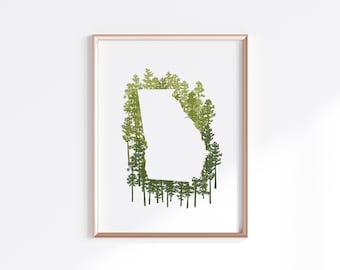 Georgia State Print - Pine // State Map Silhouette
