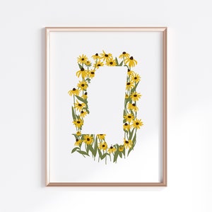 Mississippi State Print - Black Eyed Susan // State Map Silhouette