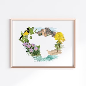 Impresión de Venezuela - Salto Ángel // Silueta del mapa del país