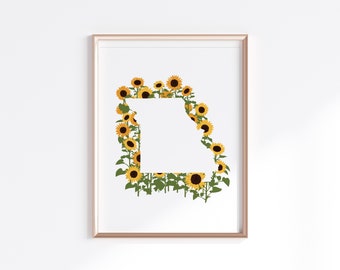 Missouri State Print - Sunflower // State Map Silhouette
