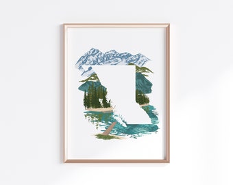 British Columbia Print - Mountains // Province Map Silhouette