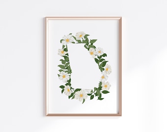 Georgia State Print - Cherokee Rose // State Map Silhouette