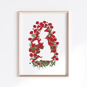 United Kingdom Print - Poppies // Landkarte Silhouette