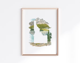 Idaho State Print - Mountains // State Map Silhouette