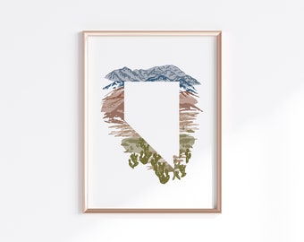 Nevada State Print - Desert // State Map Silhouette