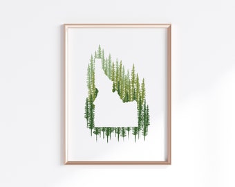 Idaho State Print - Pine // State Map Silhouette