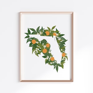 Print staat Florida - oranjebloesem // staatskaart silhouet