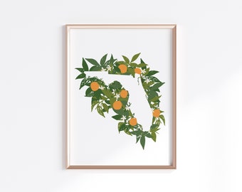 Florida State Print - Orange Blossom // State Map Silhouette