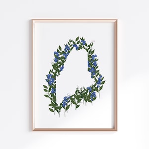Maine State Print - Blaubeeren // State Map Silhouette