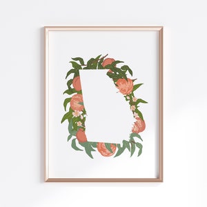 Georgia State Print - Peaches // State Map Silhouette