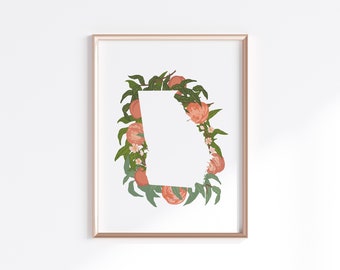 Georgia State Print - Peaches // State Map Silhouette