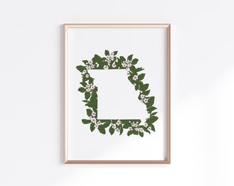 Missouri State Print - Hawthorn blossom // State Map Silhouette