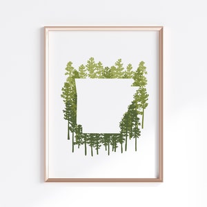 Arkansas State Print - Pine // State Map Silhouette