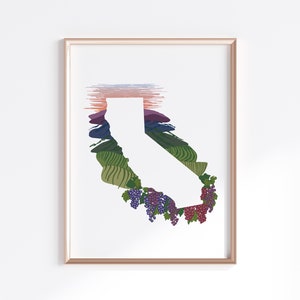 California State Print - Vineyards // State Map Silhouette