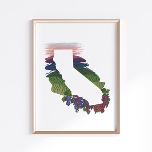 Kalifornien State Poster - Weinberge // State Map Silhouette