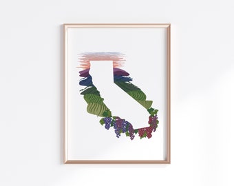 California State Print - Vineyards // State Map Silhouette