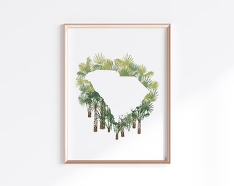 South Carolina State Print - Palmetto // State Map Silhouette