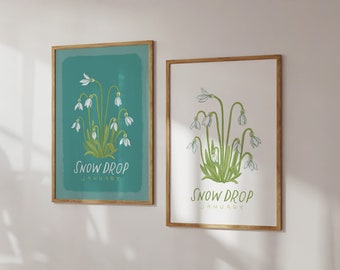 Snowdrop - January Birth Month Flower - Floral Illustration Art Print