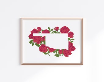 Oklahoma State Print - Rose // State Map Silhouette