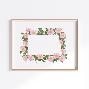 North Dakota State Print - Prairie Rose // State Map Silhouette