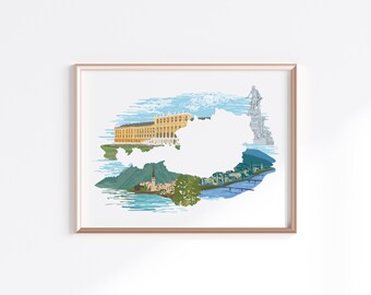 Austria Print - Landscape // Country Map Silhouette