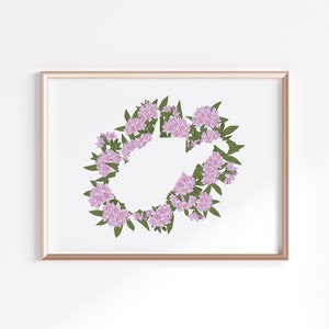 West Virginia State Print - Rhododendron // State Map Silhouette