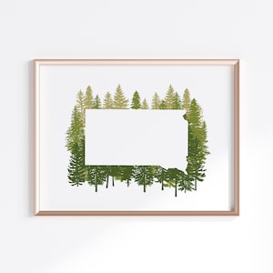 South Dakota State Print - White Spruce // State Map Silhouette
