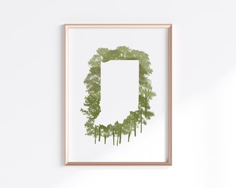 Indiana State Print - Oak // State Map Silhouette