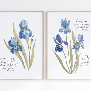 Lot d'impressions // Ensemble de deux aquarelles Iris sororité - Reproductions d'art
