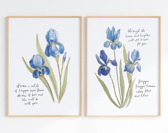 Print Bundle // Set of Two watercolor sorority Iris paintings - art prints