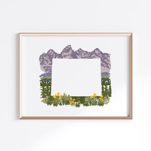 Wyoming State Print - Tetons // Silhouette de carte d’état
