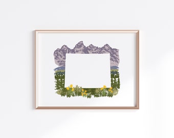 Wyoming State Print - Tetons // State Map Silhouette