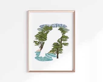 Lebanon Print - Cedars // Country Map Silhouette