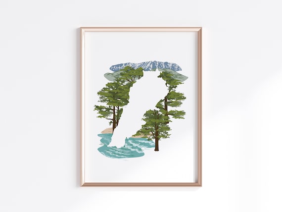 Lebanon Print - Cedars // Country Map Silhouette