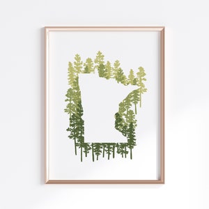 Minnesota State Print - Pine // State Karte Silhouette