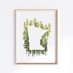 Minnesota State Print - Pine // State Map Silhouette