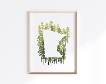 Minnesota State Print - Pine // State Map Silhouette