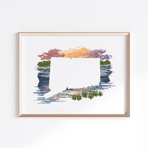 Connecticut State Print - Coast // State Map Silhouette