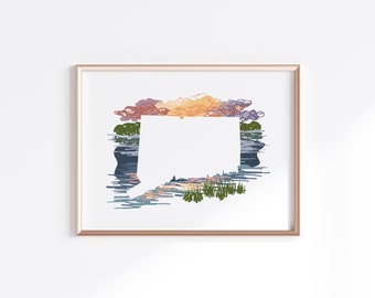 Connecticut State Print - Coast // State Map Silhouette