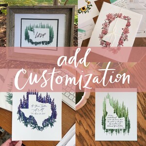 Add customization // Add text, hearts, dates, quote, names to an art print