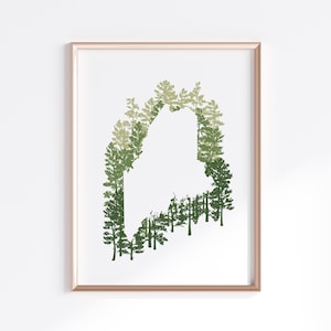 Maine State Print - Pine // State Map Silhouette