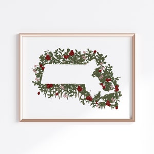 Massachusetts State Print - Cranberries // State Map Silhouette