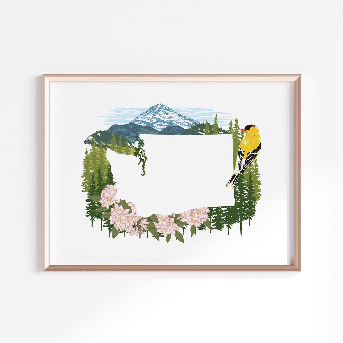 Washington State Print - Mount Rainier // State Map Silhouette - Etsy